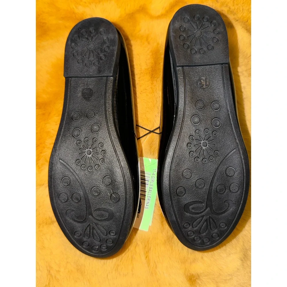 Josmo 13 Girls Black Patent Bow Rhinestone Ballet Flats Size 13 M Toddler‎
